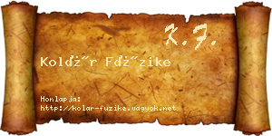 Kolár Füzike névjegykártya
